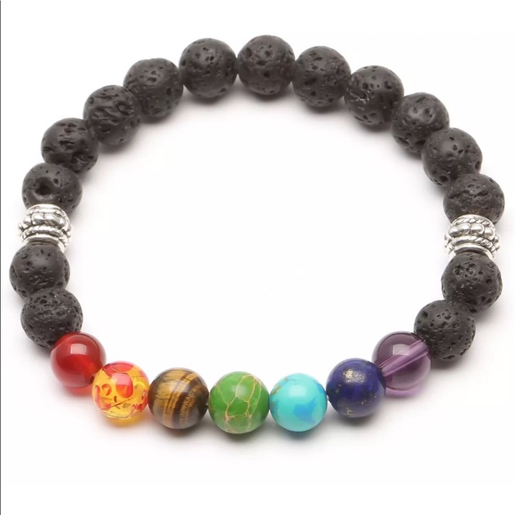 Chakra Bracelet 7 Stones Lava Reiki Yoga Zen Love - Picture 4 of 9